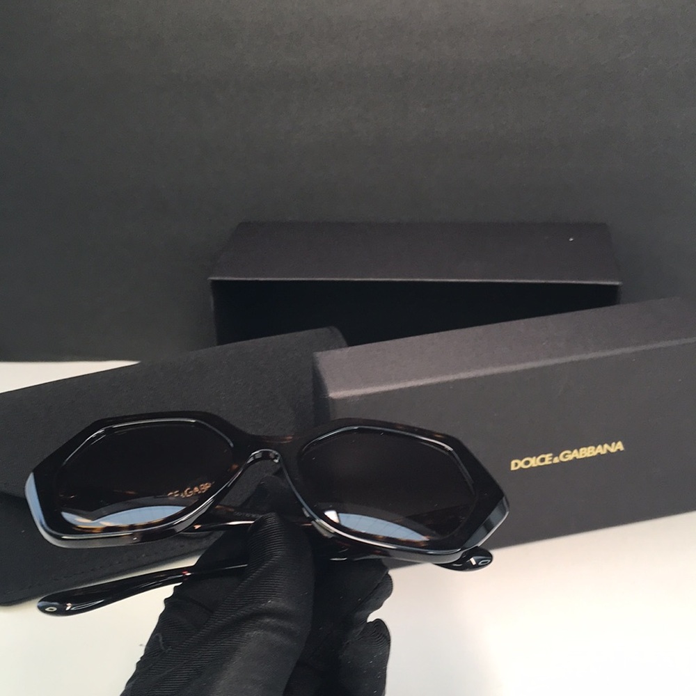 New Auth Dolce & Gabbana DG 4406 Havana Geometric Sunglasses - Picture 11 of 13
